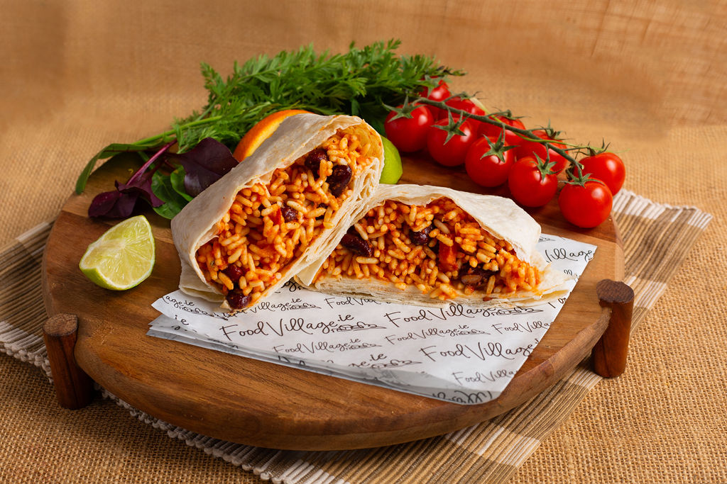 Food Village School Meals Tradition Burrito with Beans and Rice
