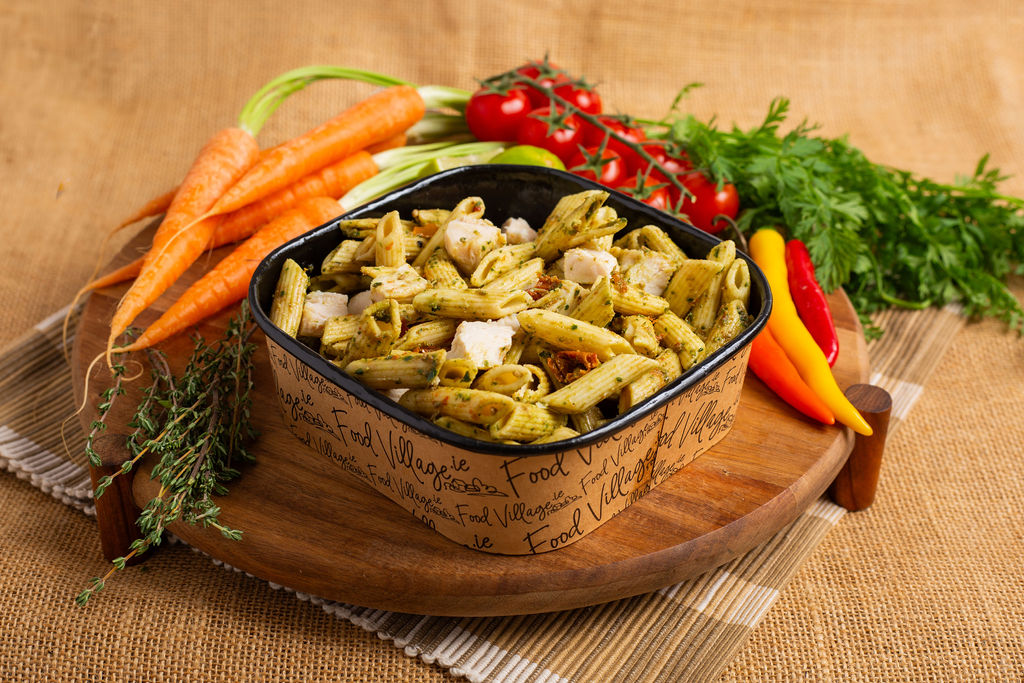 Food Village School Meals Chicken Pasta in a Pesto Sauce