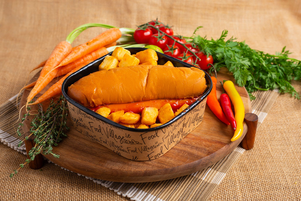 Food Village School Meals Hot Dog with Ketchup & Oven Baked Cubes<br />