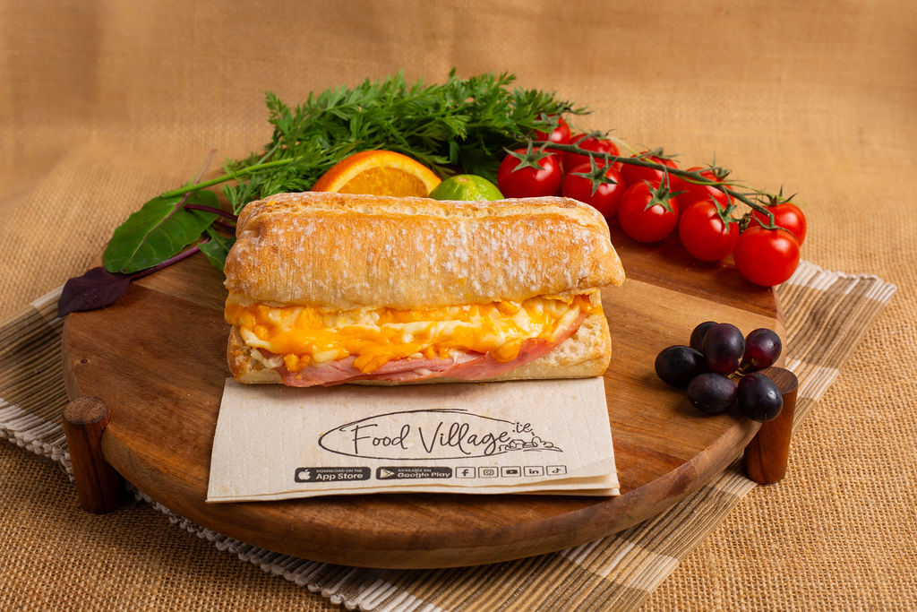 Food Village School Meals Hot Ham & Cheese Ciabatta