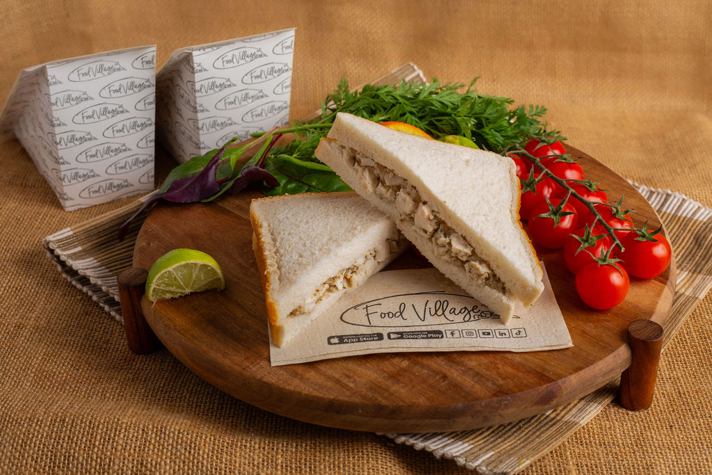 Food Village School Meals Chicken & Stuffing on White Mege-Bite Bread