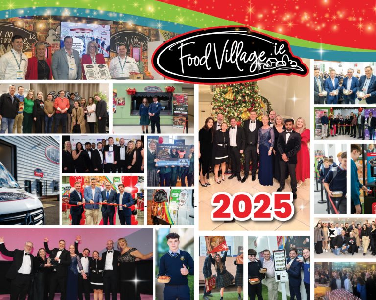Food Village Wrapped 2025 featured image showing a collage of team events, school visits, community celebrations, awards and company milestones across Ireland.