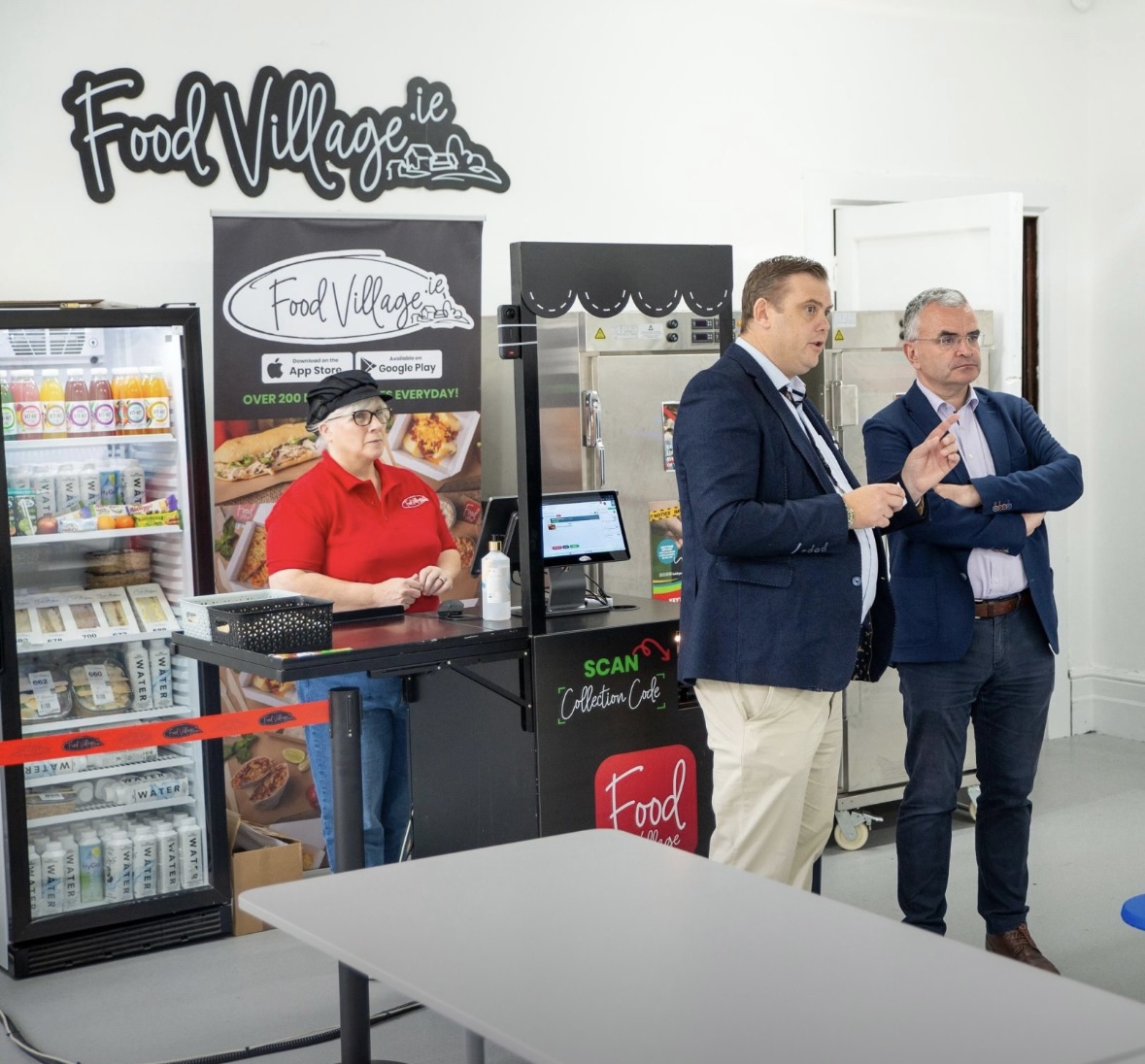 Screenshot Food Village team demonstrating school meal ordering and collection system inside a school canteen.